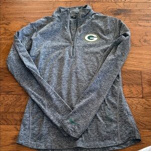 Nike NFL team- Packer’s Heathered Gray Women's dri-fit Quarter-Zip Sweatshirt